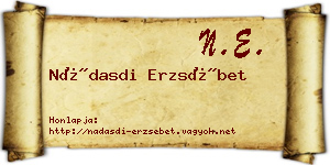 Nádasdi Erzsébet névjegykártya